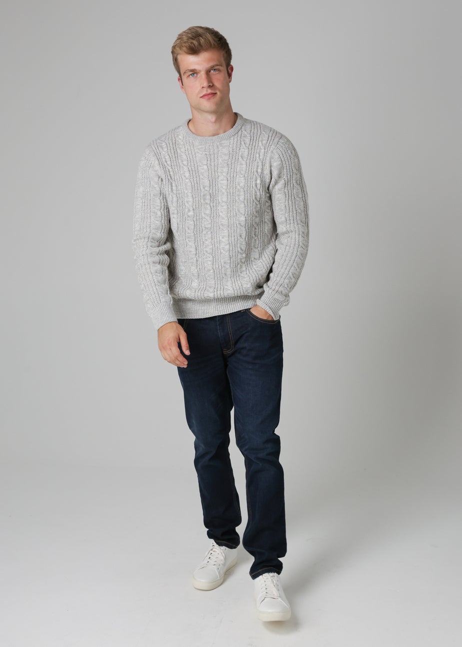 French Connection Ecru Cable Knit Crew Neck Jumper