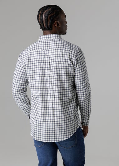 French Connection Ecru Cotton Check Flannel Long Sleeve Shirt