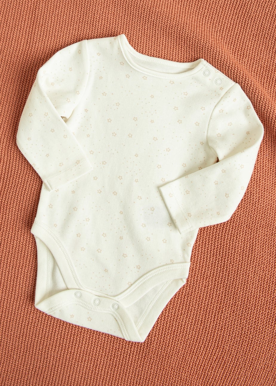 Cool Club Beige 4-Pack Printed Long Sleeve Bodysuits (1-9 mnths)