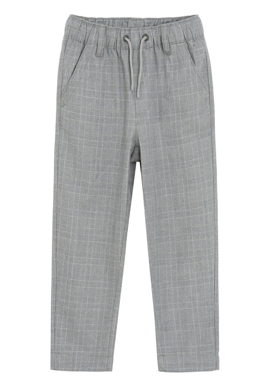 Cool Club Grey Relaxed Straight-Leg Striped Trousers With Drawstring Waist (2-8 yrs)