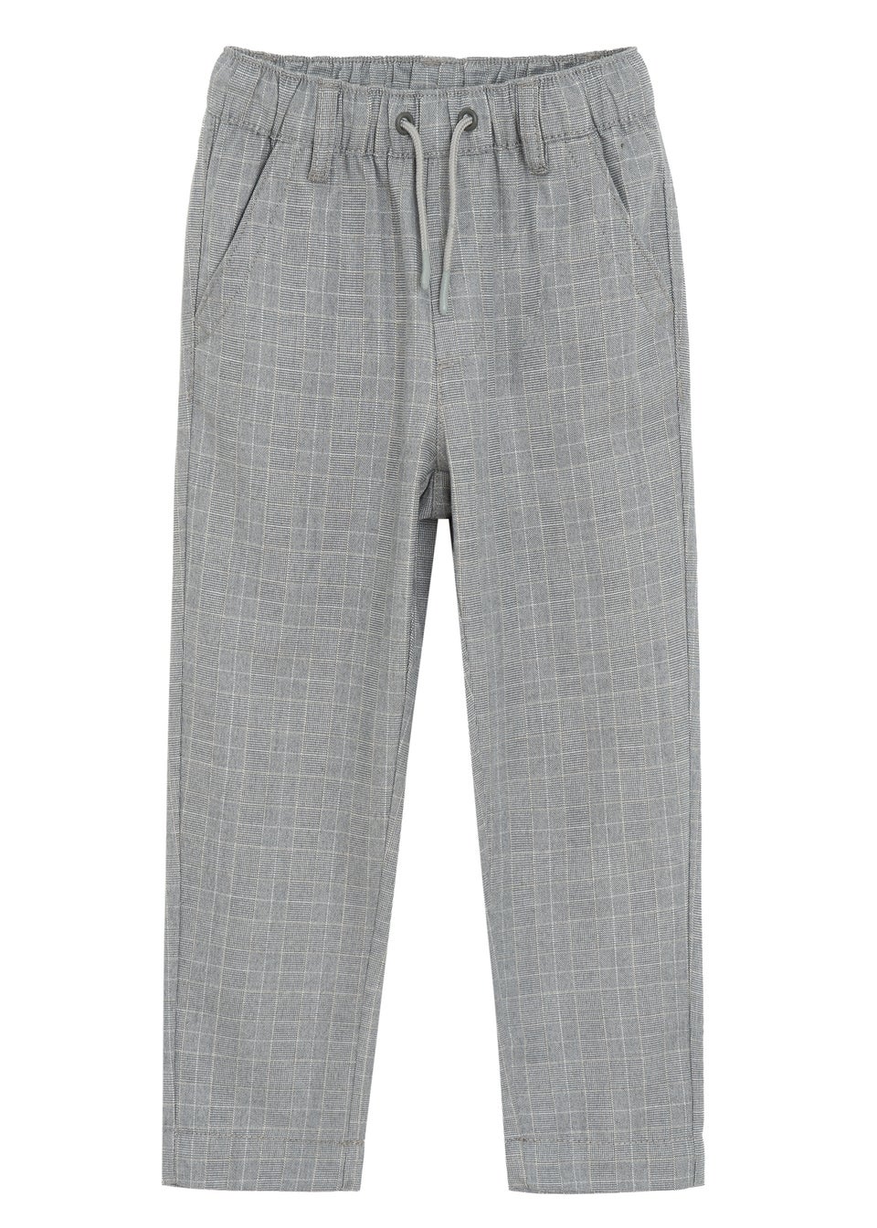 Cool Club Grey Relaxed Straight-Leg Striped Trousers With Drawstring Waist (2-8 yrs)