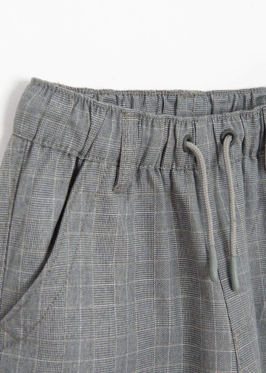 Cool Club Grey Relaxed Straight-Leg Striped Trousers With Drawstring Waist (2-8 yrs)