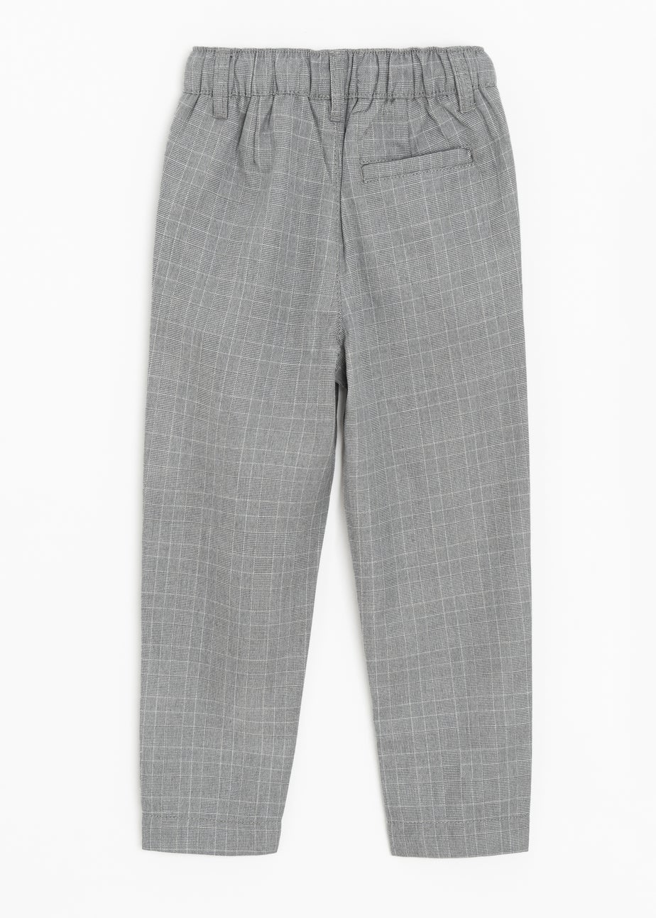 Cool Club Grey Relaxed Straight-Leg Striped Trousers With Drawstring Waist (2-8 yrs)
