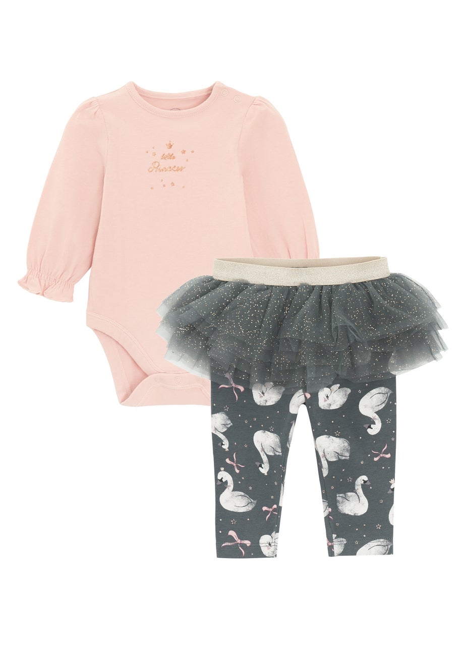 Cool Club Grey 2-Piece Bodysuit & Tutu Legging Outfit Set (1-18 mnths)
