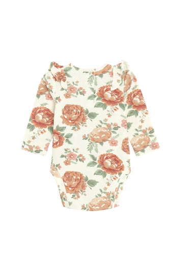 Cool Club White Frill Shoulder Printed Long Sleeve Bodysuit (2 - 36 mnths)