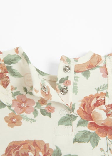 Cool Club White Frill Shoulder Printed Long Sleeve Bodysuit (2 - 36 mnths)