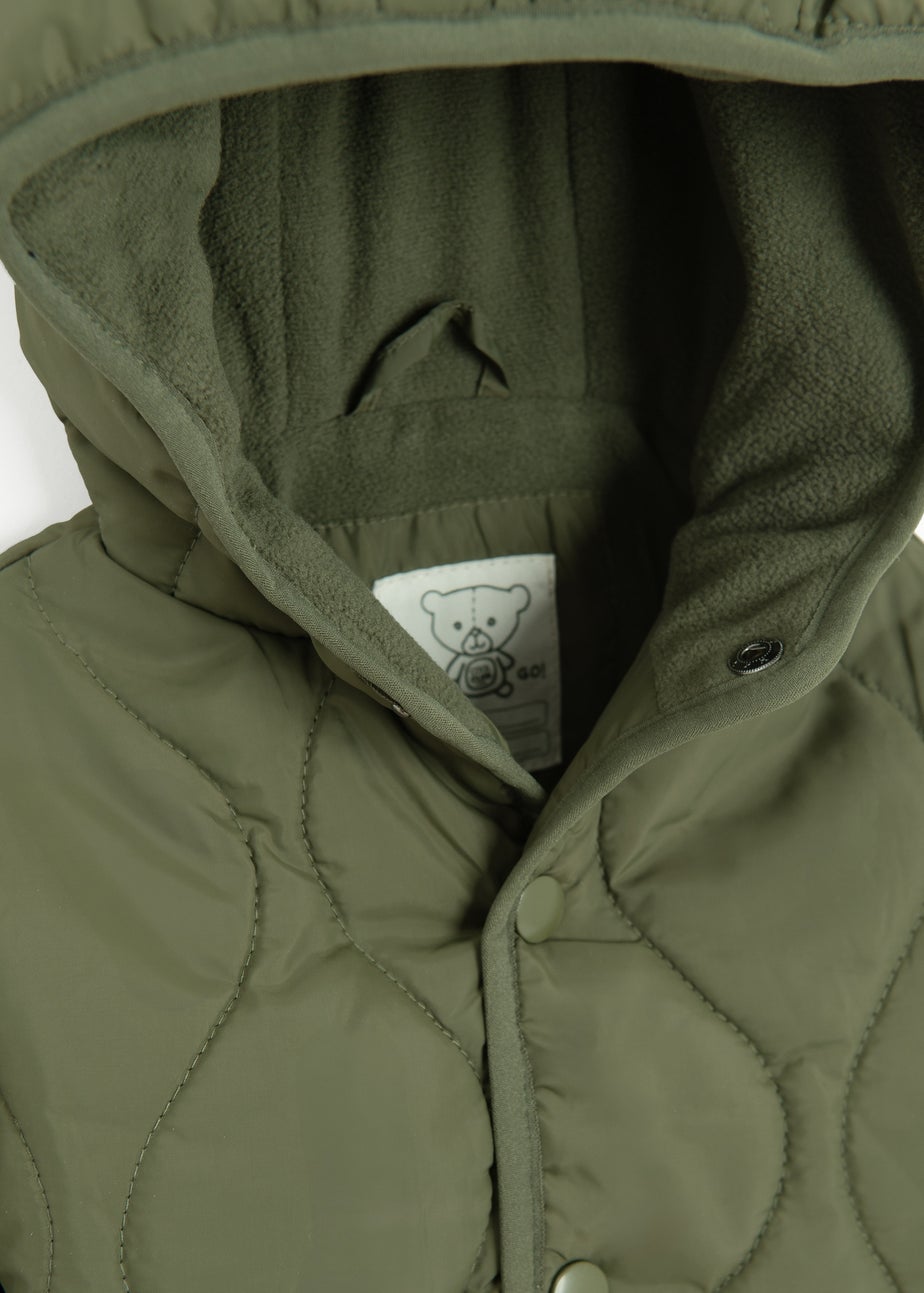 Cool Club Green Quilted Hooded Button-Up Jacket (3-24 mnths)