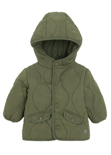 Cool Club Green Quilted Hooded Button-Up Jacket (3-24 mnths)