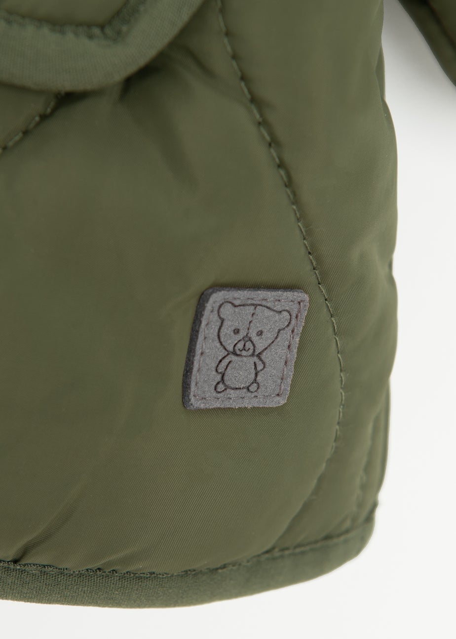 Cool Club Green Quilted Hooded Button-Up Jacket (3-24 mnths)