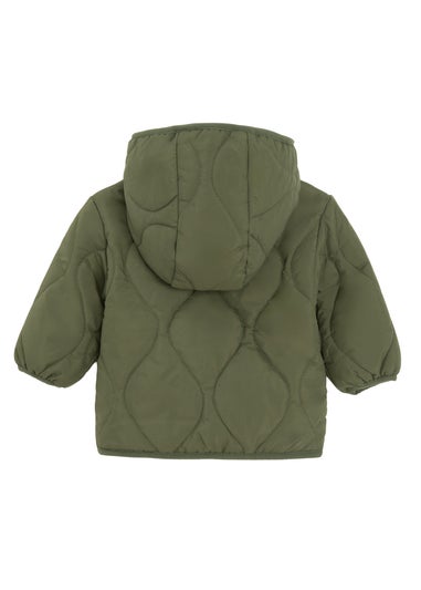 Cool Club Green Quilted Hooded Button-Up Jacket (3-24 mnths)