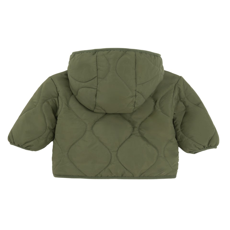 Cool Club Green Quilted Hooded Button-Up Jacket (3-24 mnths)
