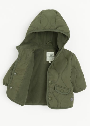 Cool Club Green Quilted Hooded Button-Up Jacket (3-24 mnths)