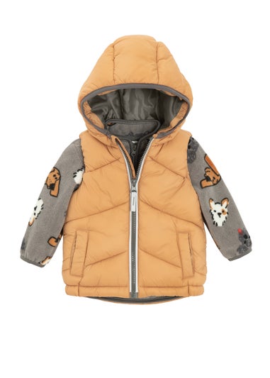 Cool Club Brown 2-Piece Printed Fleece & Bodywarmer Set (3-24 mnths)