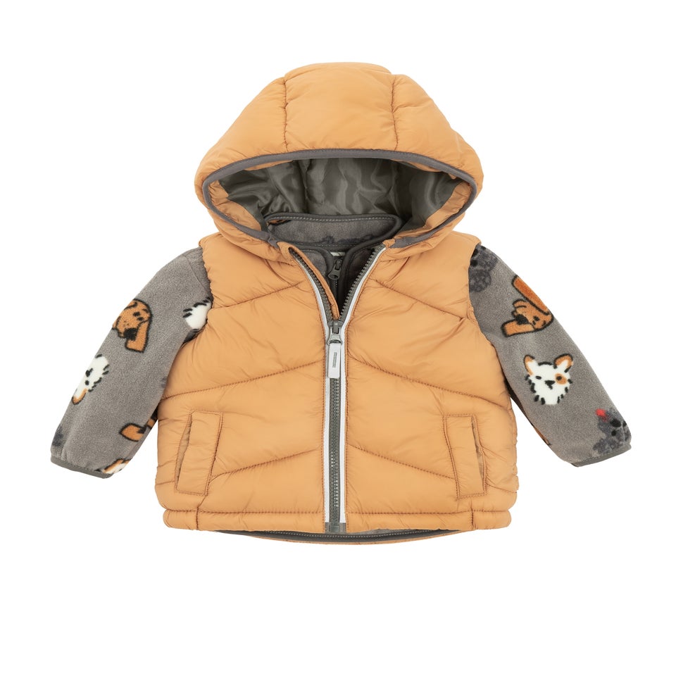 Cool Club Brown 2-Piece Printed Fleece & Bodywarmer Set (3-24 mnths)