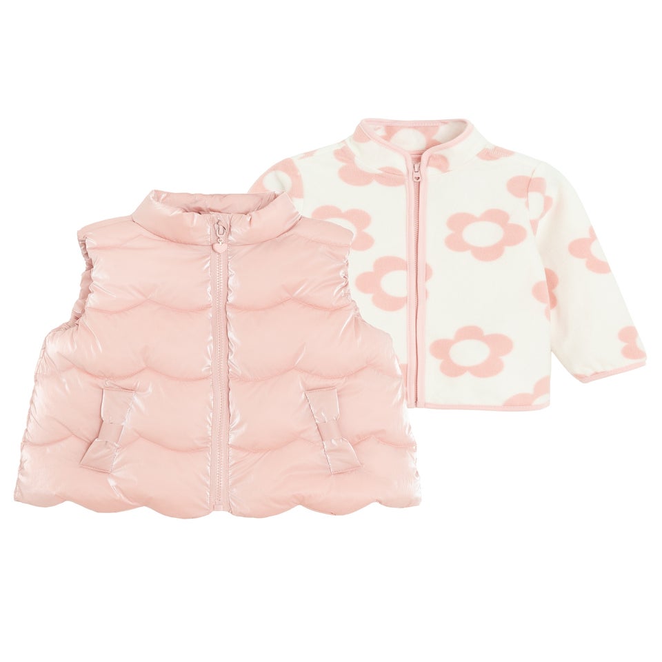 Cool Club Pink 2-Piece Printed Fleece & Bodywarmer Set (3-24 mnths)