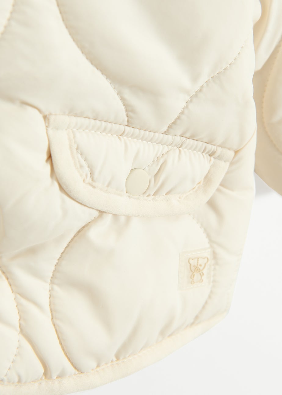 Cool Club White Quilted Hooded Button-Up Jacket (3-24 mnths)