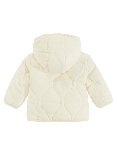 Cool Club White Quilted Hooded Button-Up Jacket (3-24 mnths)
