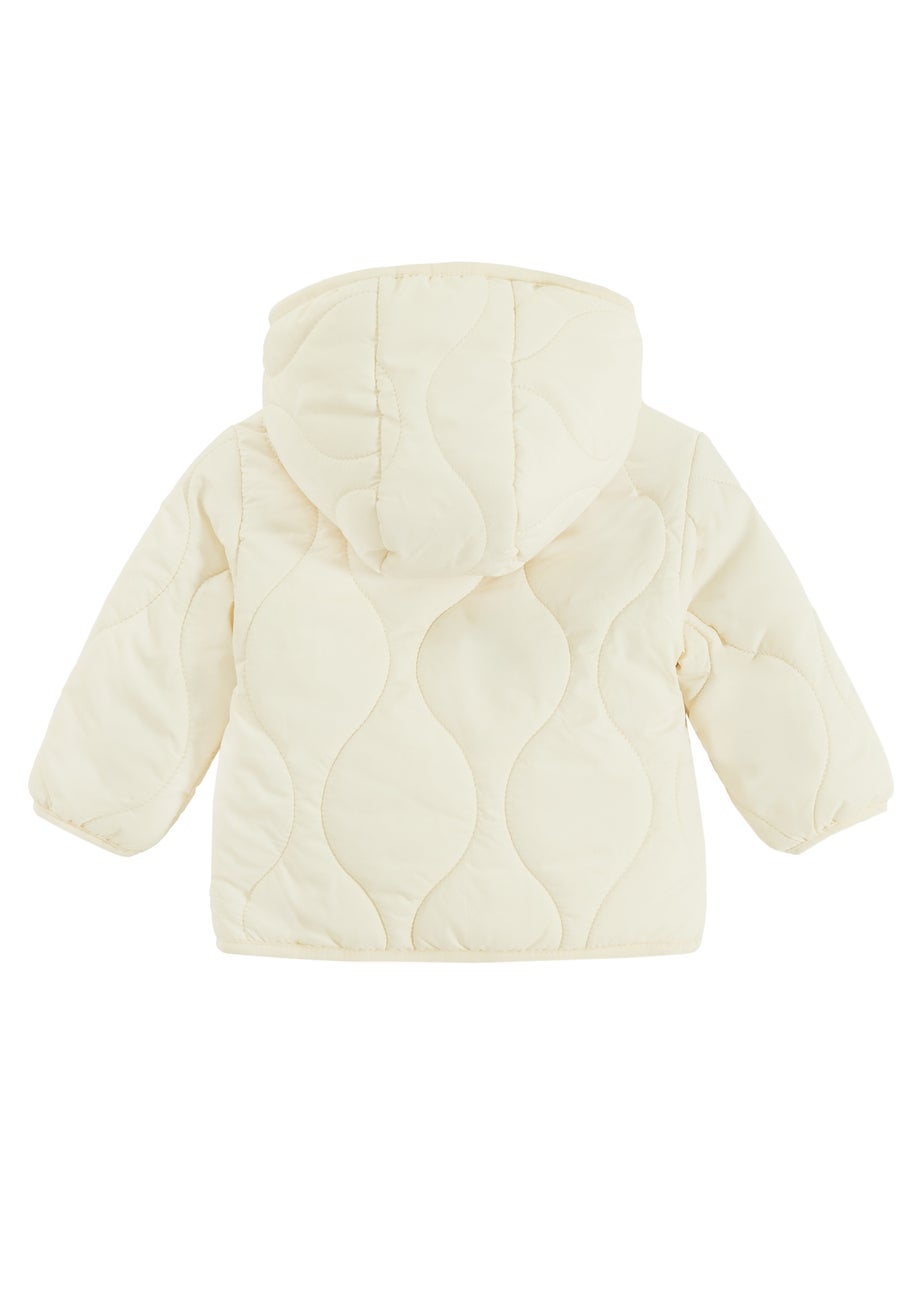 Cool Club White Quilted Hooded Button-Up Jacket (3-24 mnths)