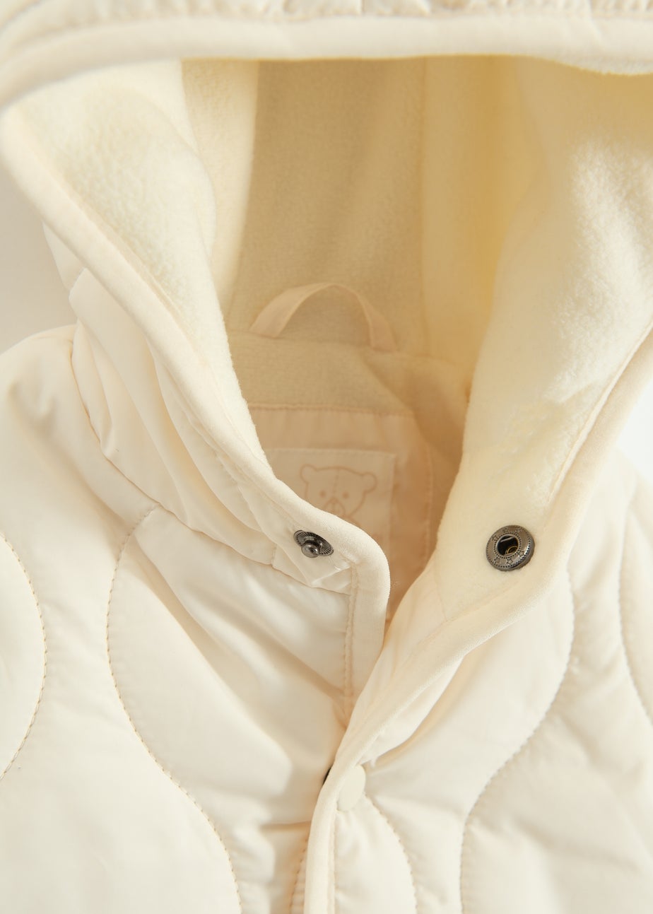 Cool Club White Quilted Hooded Button-Up Jacket (3-24 mnths)