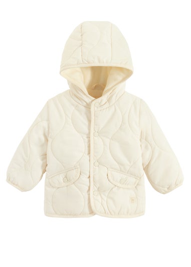 Cool Club White Quilted Hooded Button-Up Jacket (3-24 mnths)