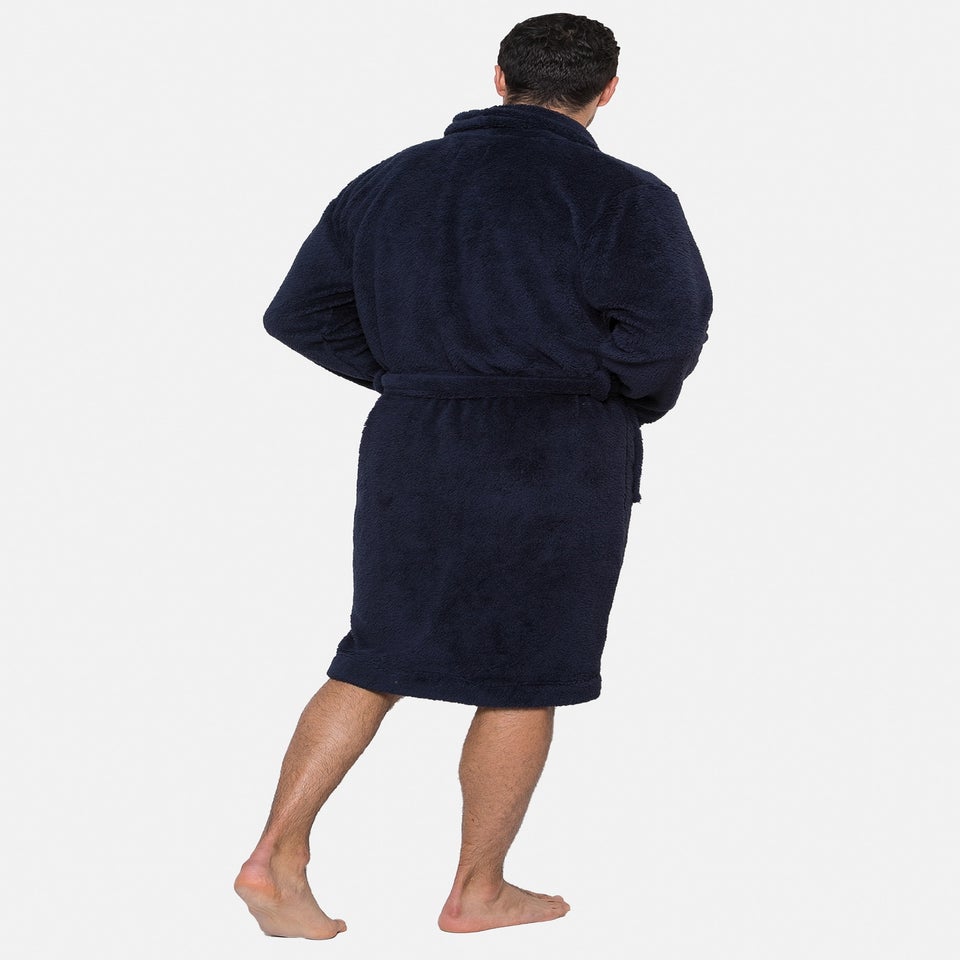 Threadbare Navy Borg Dressing Gown