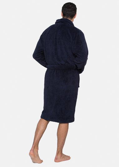 Threadbare Navy Borg Dressing Gown