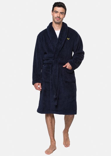 Threadbare Navy Borg Dressing Gown