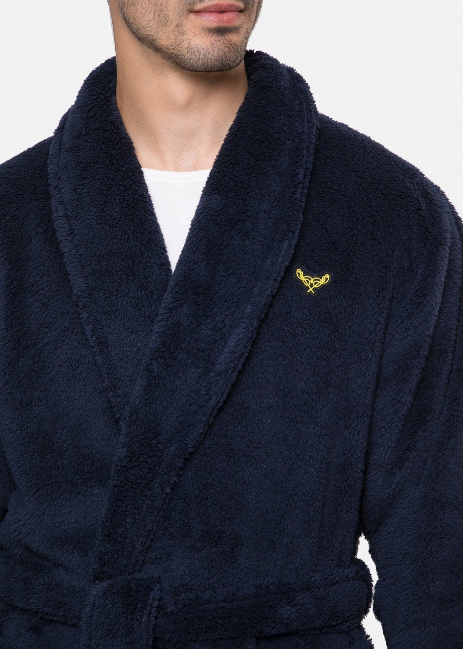Threadbare Navy Borg Dressing Gown