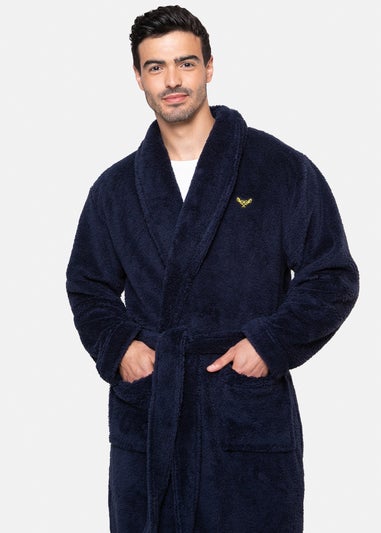 Threadbare Navy Borg Dressing Gown