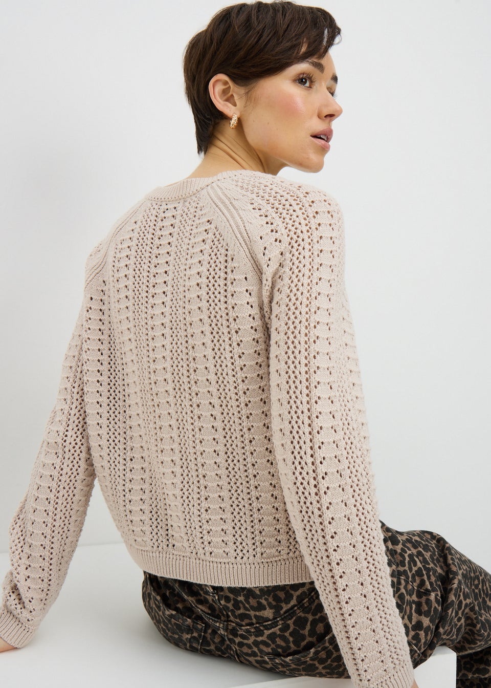 Oatmeal Open Stitch Cardigan