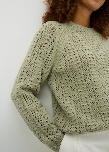 Green Open Stitch Jumper