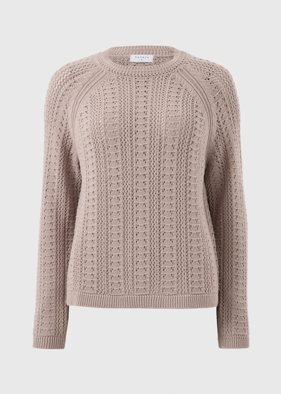Taupe Open Stitch Jumper
