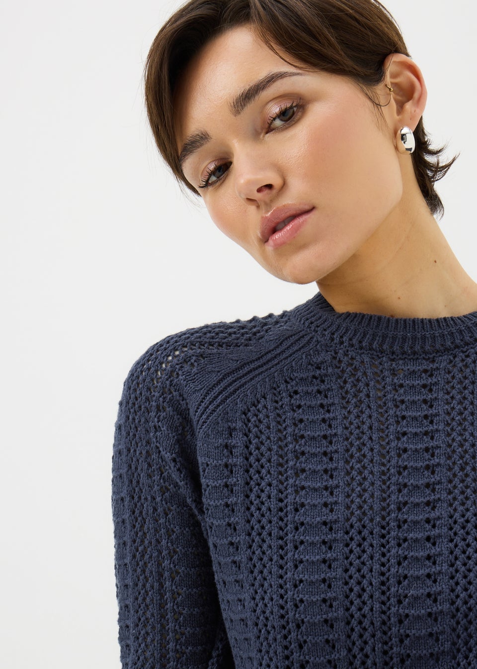 Navy Open Stitch Jumper