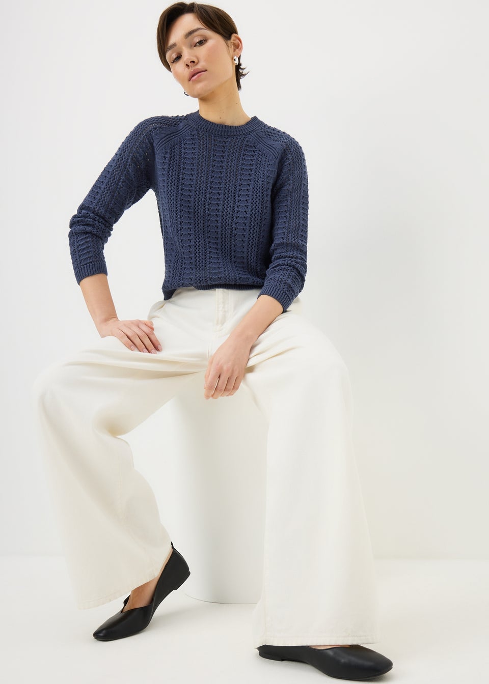 Navy Open Stitch Jumper