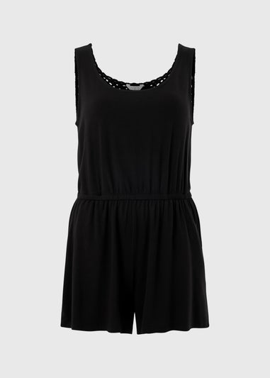 Black Crochet Back Playsuit