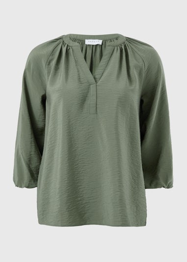 Olive 3/4 Sleeve Popover Blouse