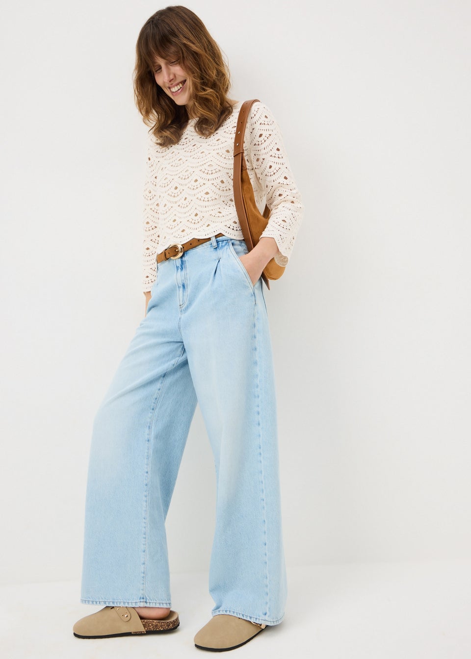 Cream Scallop Crochet Jumper