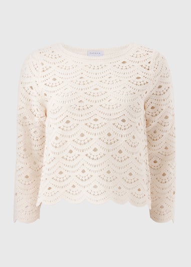 Cream Scallop Crochet Jumper