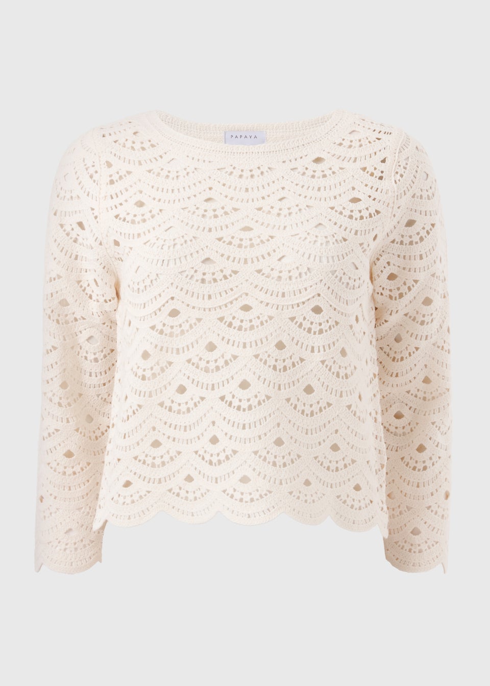 Cream Scallop Crochet Jumper