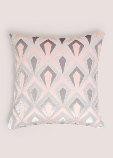 Pink Cut Velvet Angular Cushion