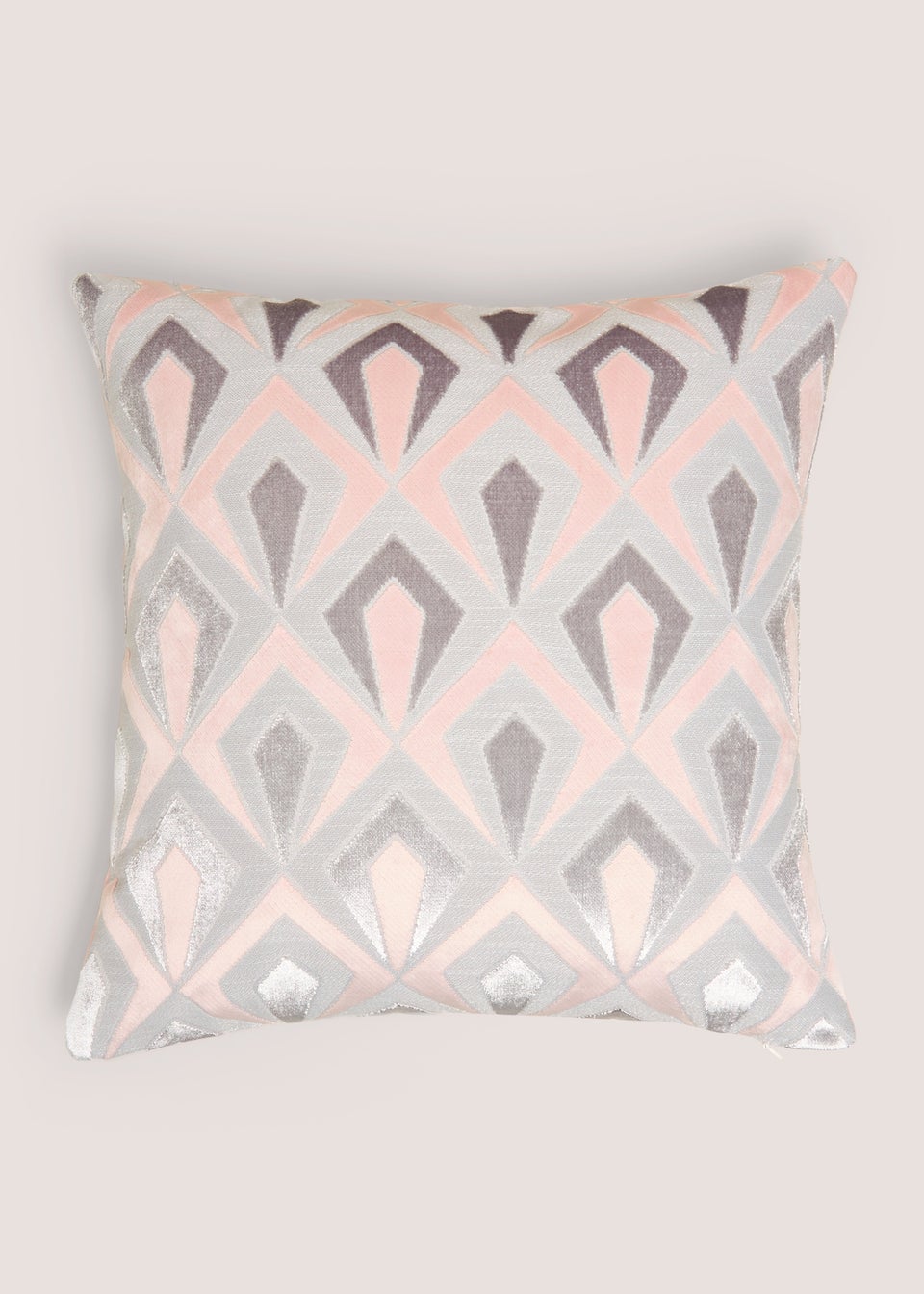Pink Cut Velvet Angular Cushion