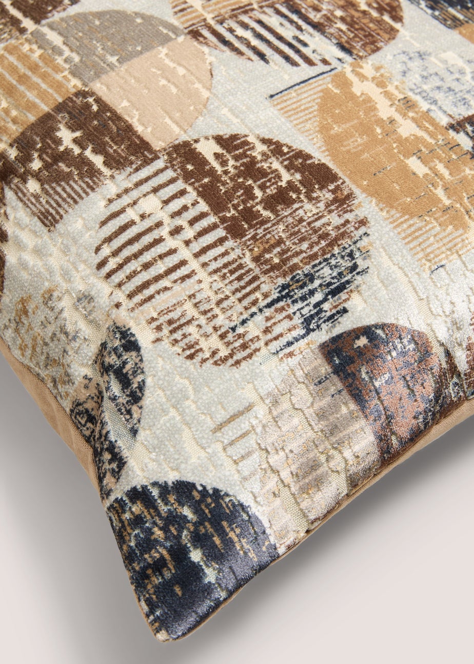 Rust Velvet Circular Geometric Cushion