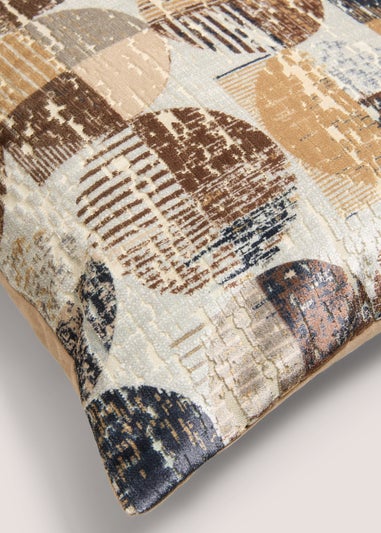 Rust Velvet Circular Geometric Cushion