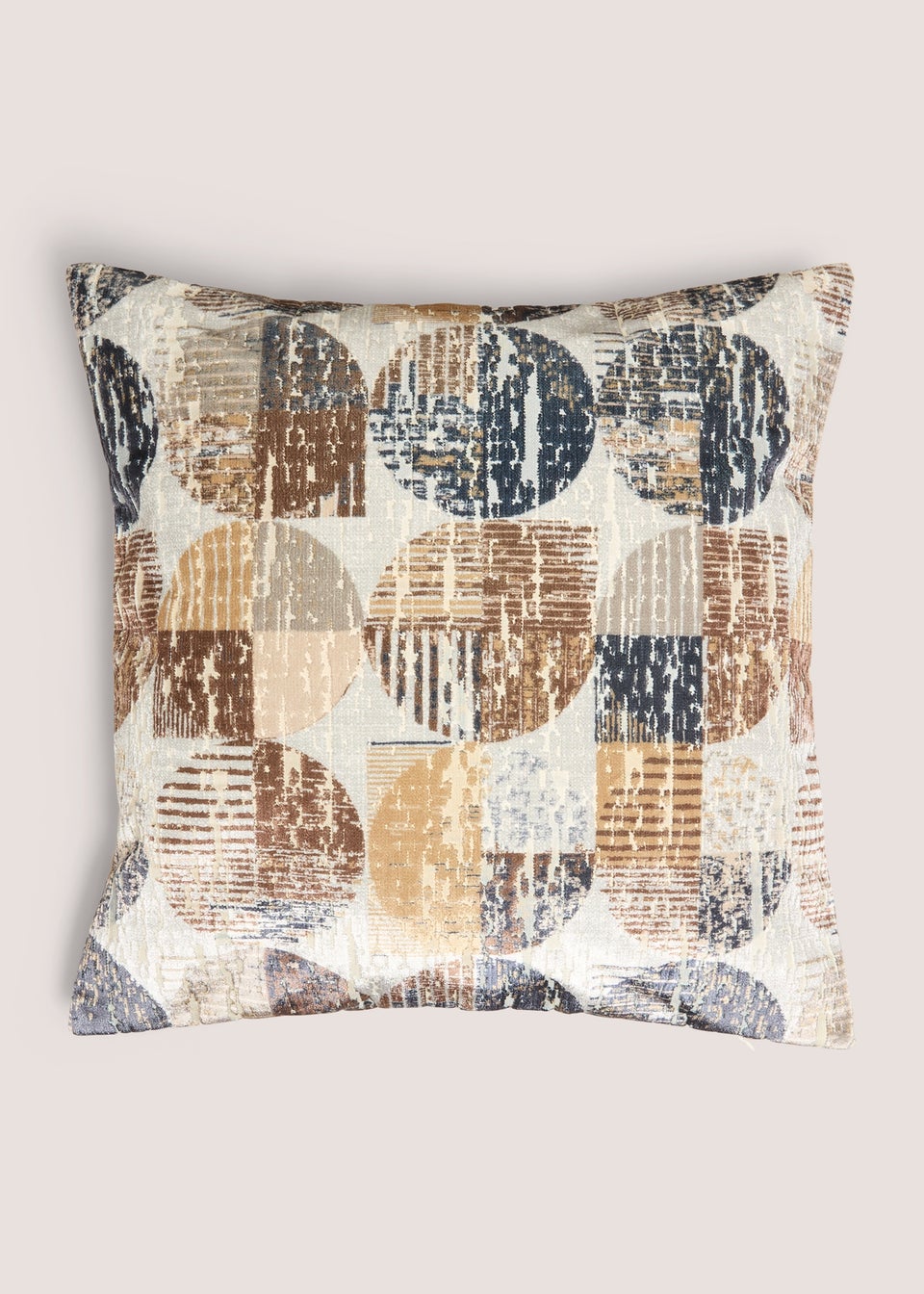 Rust Velvet Circular Geometric Cushion