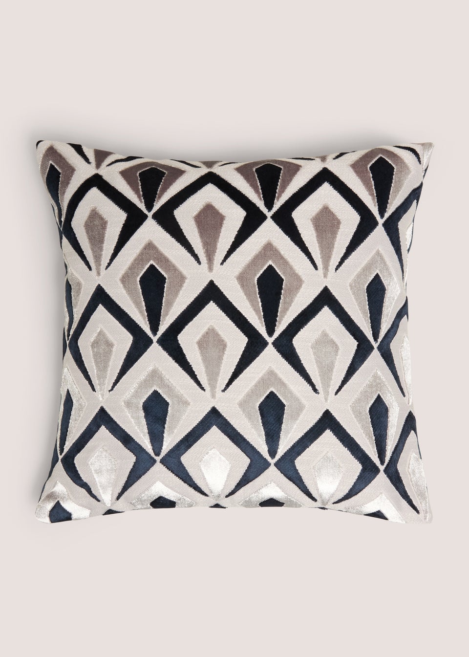 Navy Cut Velvet Angular Cushion