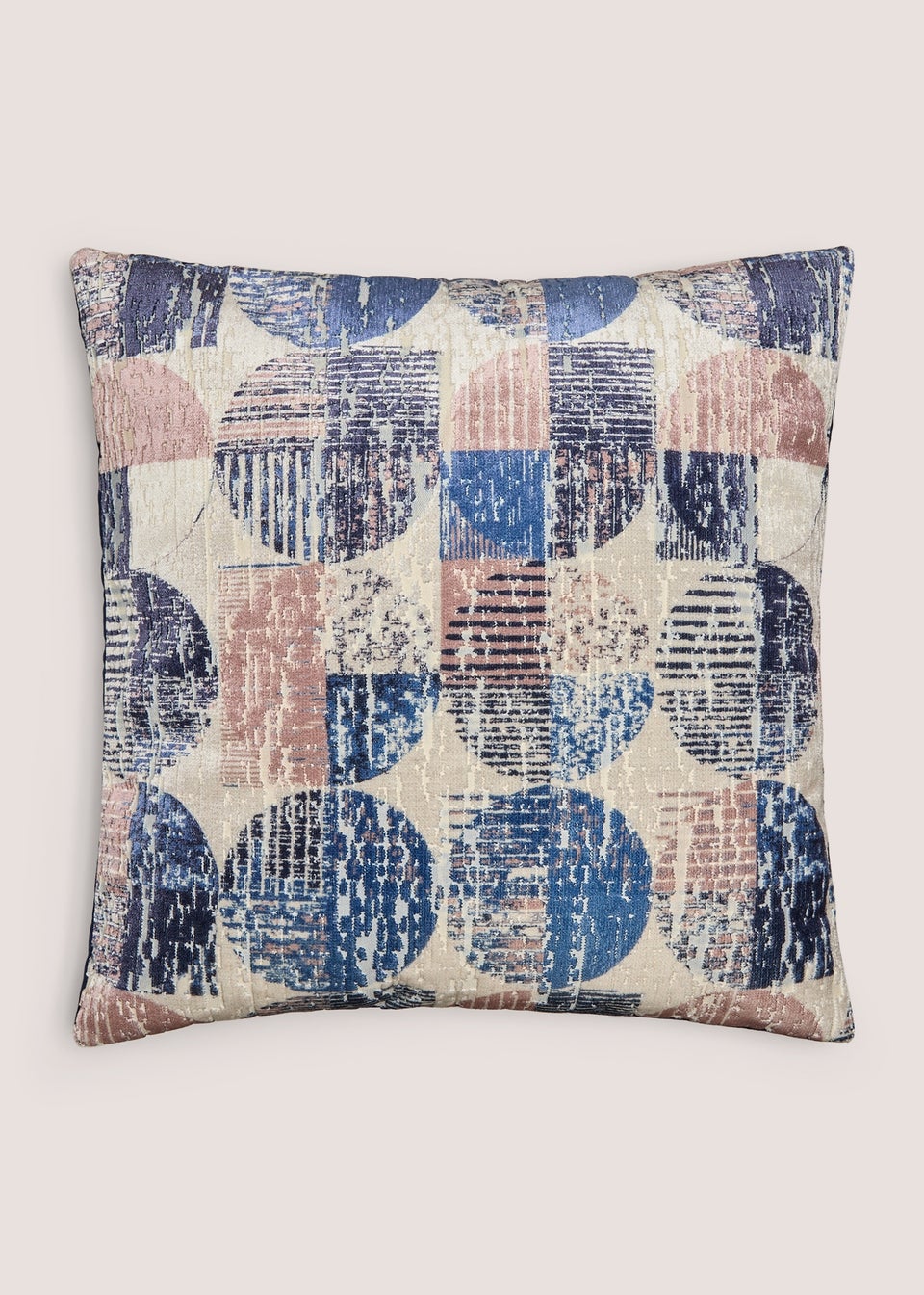 Navy Circular Geometric Velvet Cushion