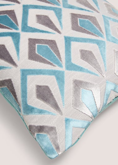 Blue Cut Velvet Cushion