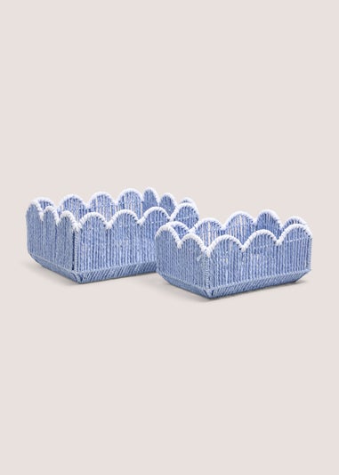 2 Piece Blue Scallop Edge Basket