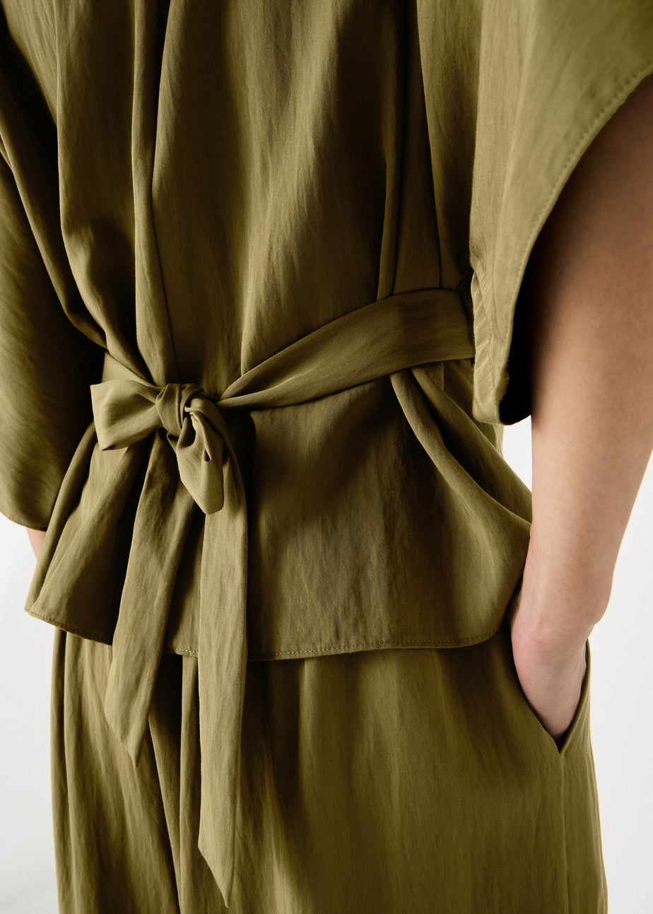 Et Vous Olive Pleated Front Co Ord Top