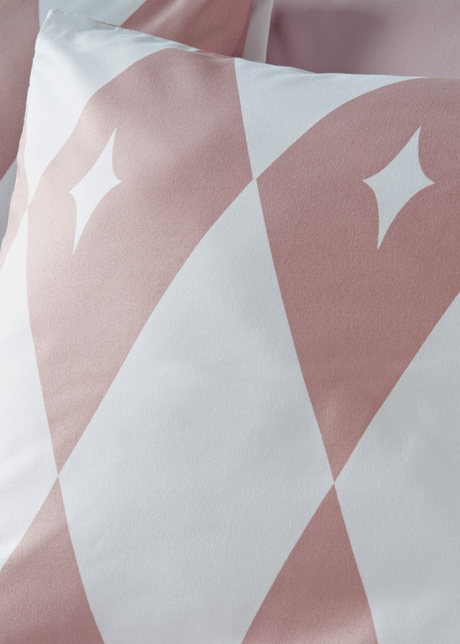 Pink Harlequin Print Microfibre Duvet Set